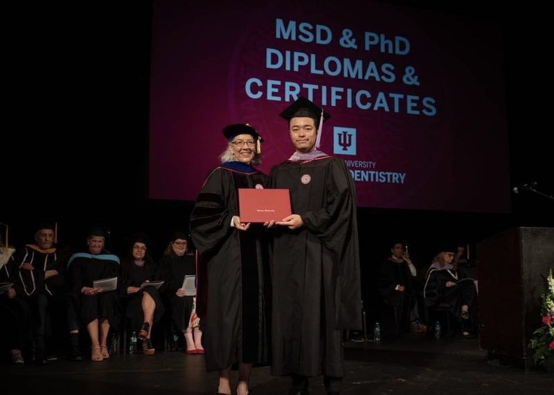 Dr. Murai receiving his MSD in Prosthodontics from Indiana University School of Dentistry